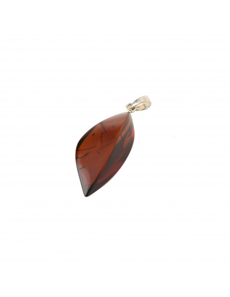 Cherry Polished Amber Pendant with 925 Sterling Silver