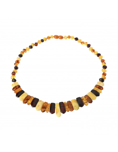 Multi Color Polished Amber Plates Beads Necklace for Adult