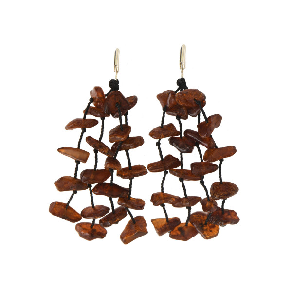 Cognac Baltic Amber Drop Earrings