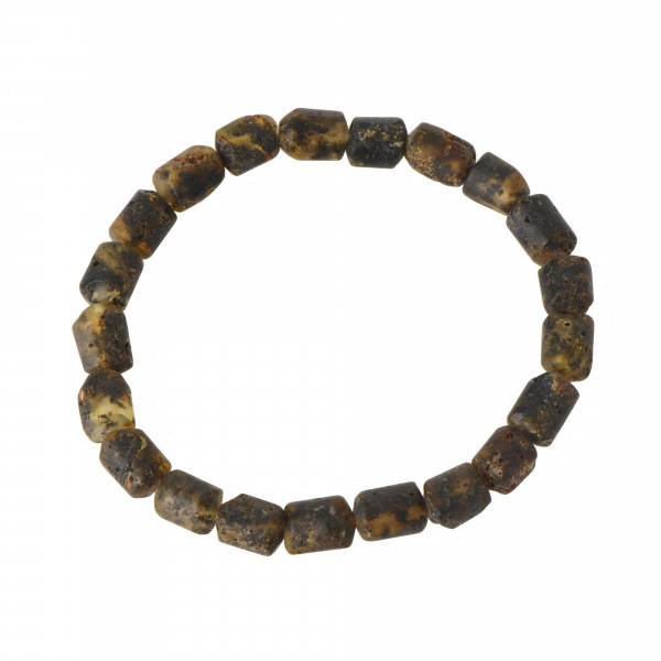 Green Tablet Raw Amber Adult Bracelet on Elastic Band