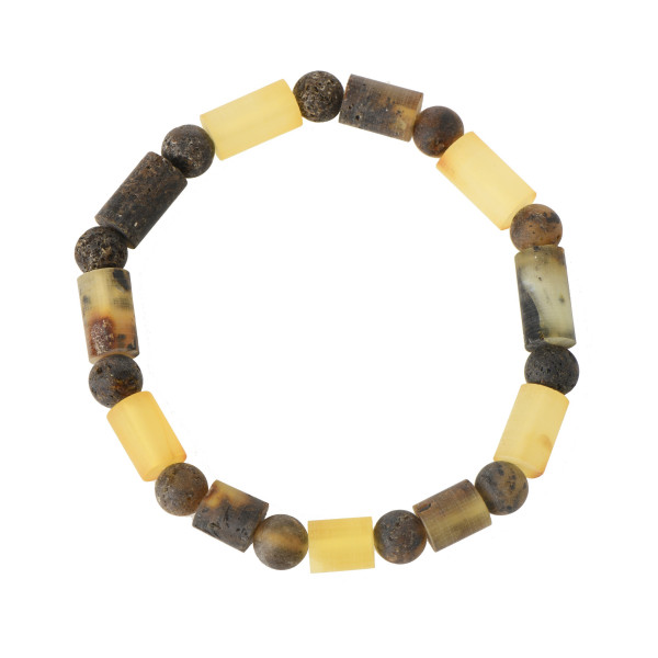 Green Yellow Tablet Raw Amber Adult Bracelet on Elastic Band