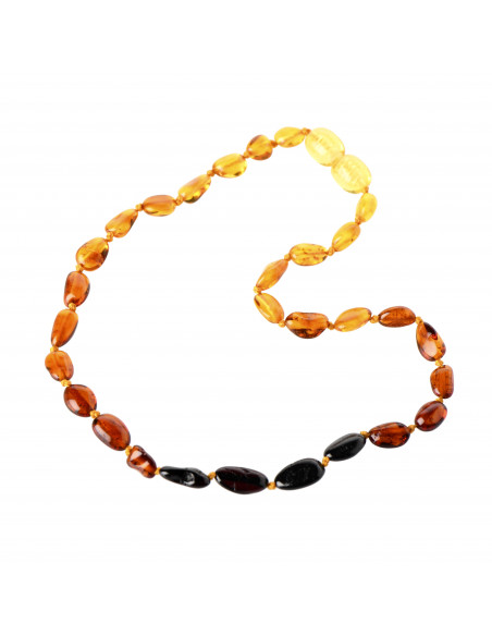 Rainbow Olive Polished Baltic Amber Teething Necklace