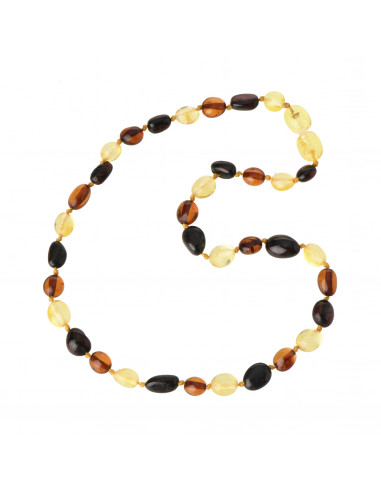 Multi Olive Polished Amber Teething Necklace for Baby