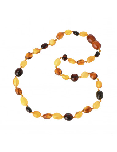 Multi & Milky Olive Polished Amber Beads Necklace for Baby