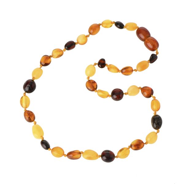 Multi & Milky Olive Polished Amber Beads Necklace for Baby