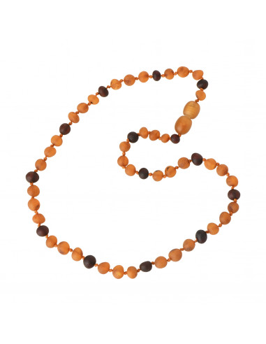 3 Cognac & 1 Cherry Raw Baroque Baltic Amber Beads Necklace for Baby