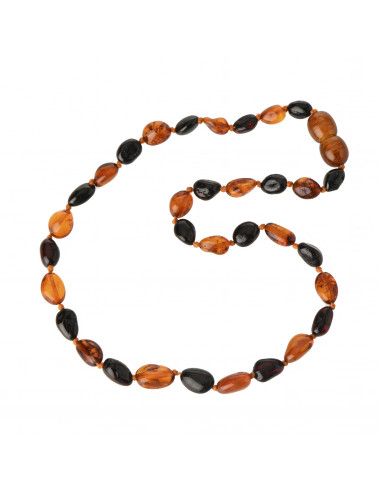 Cognac & Cherry Olive Polished Amber Beads Baby Necklace