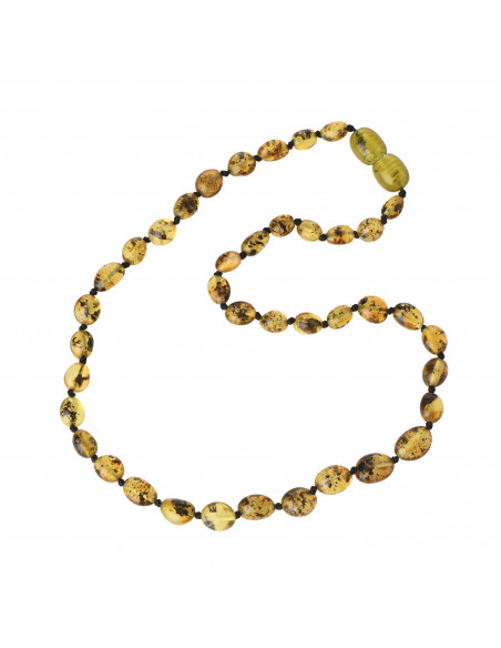 Green Olive Polished Amber Teething Necklace for Baby