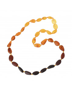 Rainbow Olive Raw  Amber Teething Necklace for Baby