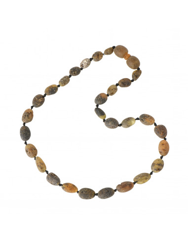 Green Olive Raw Baltic Amber Teething Necklace