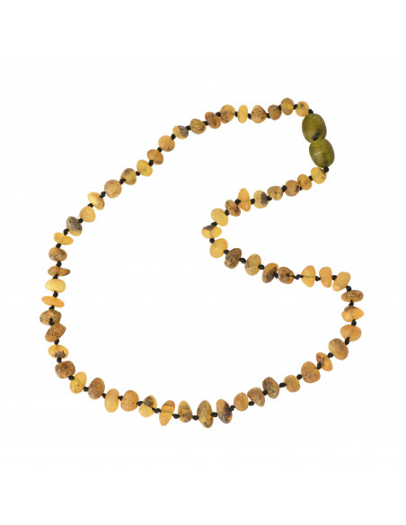 Green Half Baroque Raw Amber Beads Necklace for Baby