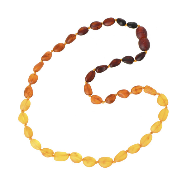 Reversed Rainbow Olive Raw  Amber Teething Necklace for Baby