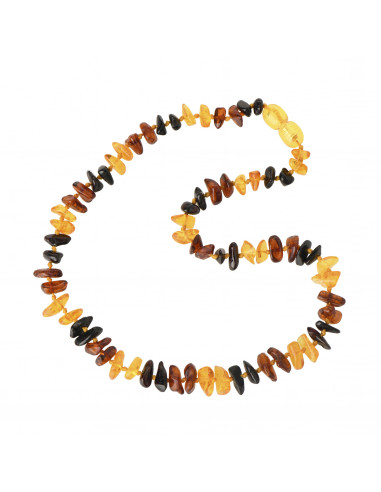 Cherry & Cognac & Honey Chip Polished Amber Beads Baby Necklace