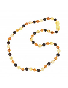 Multi Color Round Polished Amber Beads Necklace for Baby
