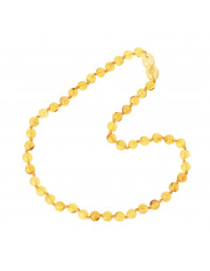 Lemon Round Polished Amber Teething Necklace