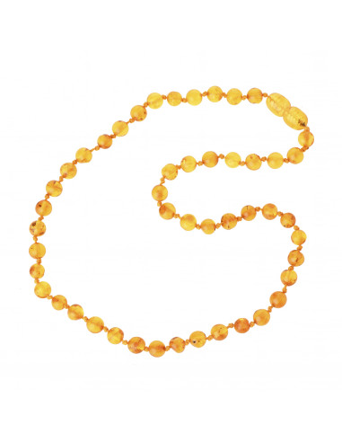 Honey Round Polished Amber Beads Necklace for Baby