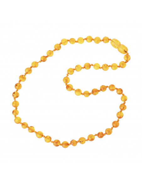 Honey Round Polished Amber Beads Necklace for Baby