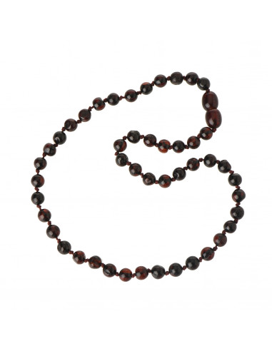 Cherry Round Polished Baltic Amber Teething Necklace