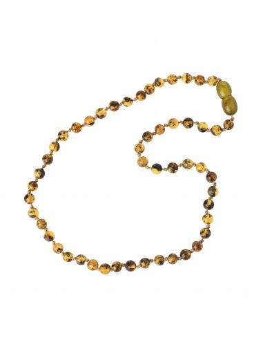 Green Round Polished Baltic Amber Teething Necklace