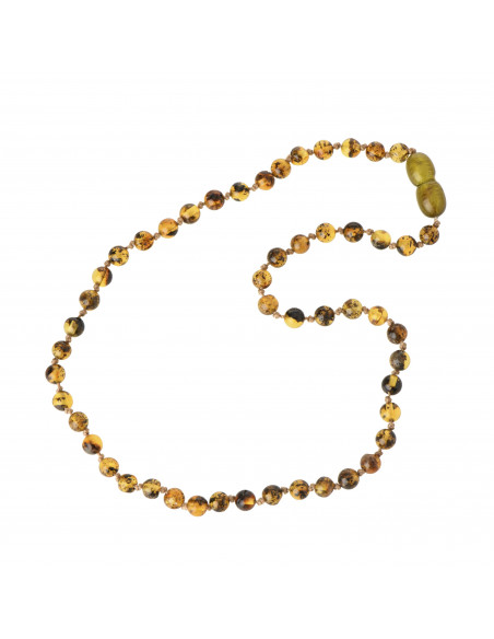 Green Round Polished Baltic Amber Teething Necklace