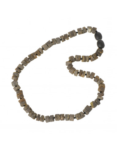 Green Tablet Raw Amber Beads Teething Necklace
