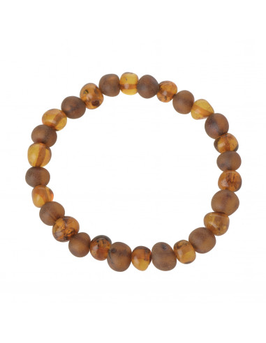 1 Raw & 1 Polished Baroque Baltic Amber Beads Bracelet for Adult