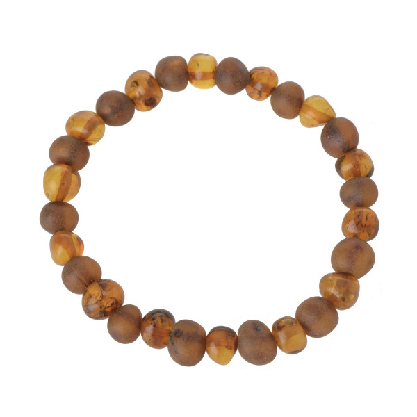 1 Raw & 1 Polished Baroque Baltic Amber Beads Bracelet for Adult