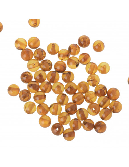 Loose Cognac Round Polished Amber Beads
