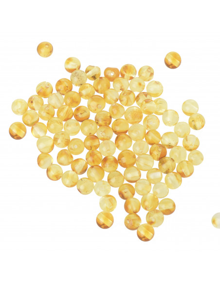 Loose Lemon Round Polished Amber Beads