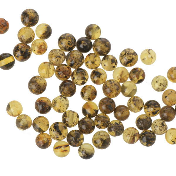 Loose Green Round Polished Amber Beads