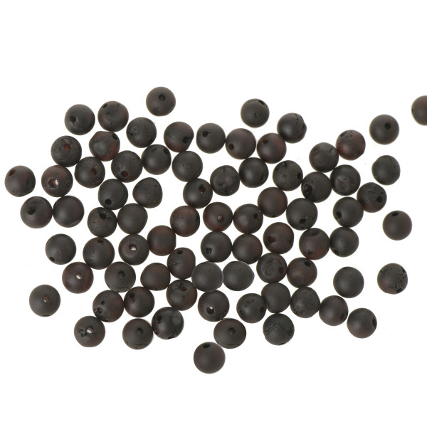 Loose Cherry Round Raw Amber Beads