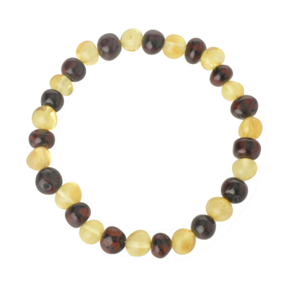 Lemon & Cherry Baroque Polished Amber Beads Bracelet