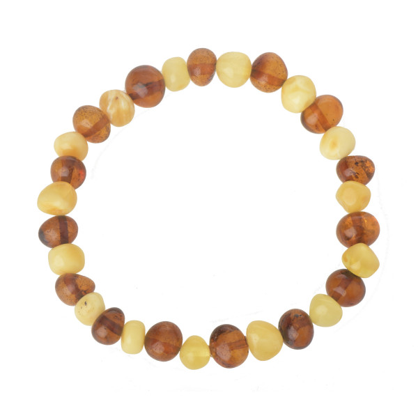 Lemon & Cherry Baroque Raw Amber Beads Bracelet