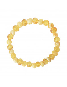 Milky & Lemon Baroque Polished Amber Beads Bracelet