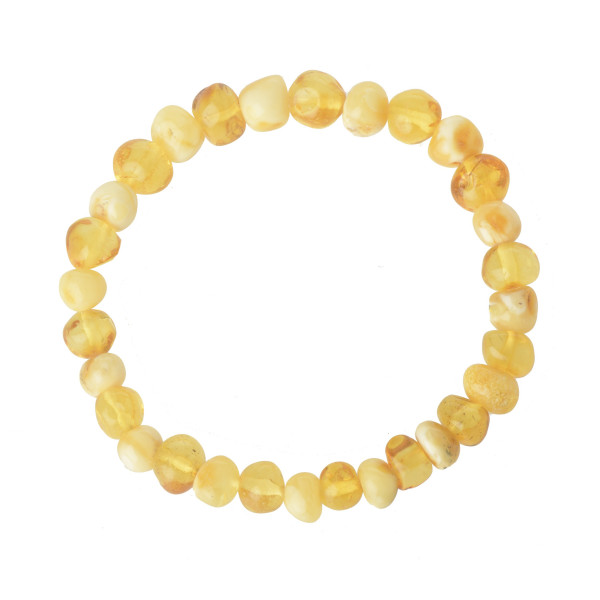 Milky & Lemon Baroque Polished Amber Beads Bracelet