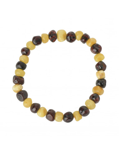 Milky & Cherry Baroque Polished Amber Beads Bracelet