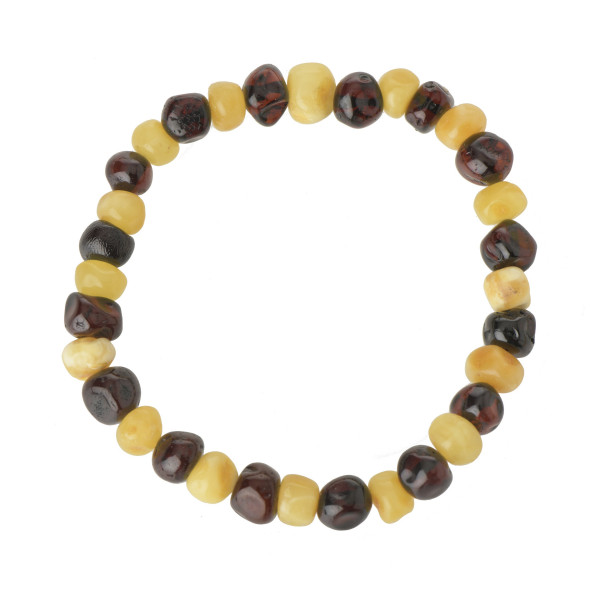 Milky & Cherry Baroque Polished Amber Beads Bracelet