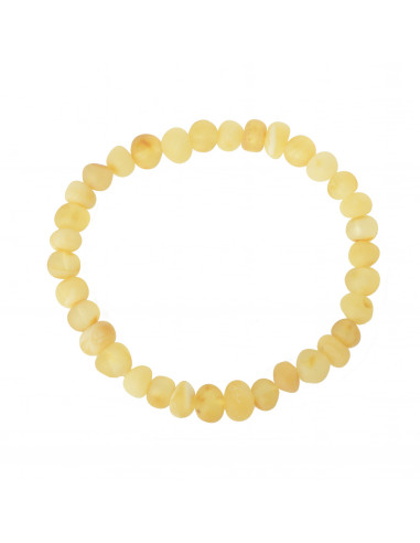 Milky & Lemon Baroque Polished Amber Beads Bracelet for Adult