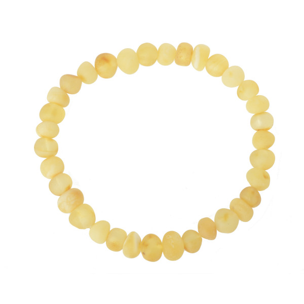Milky & Lemon Baroque Polished Amber Beads Bracelet for Adult
