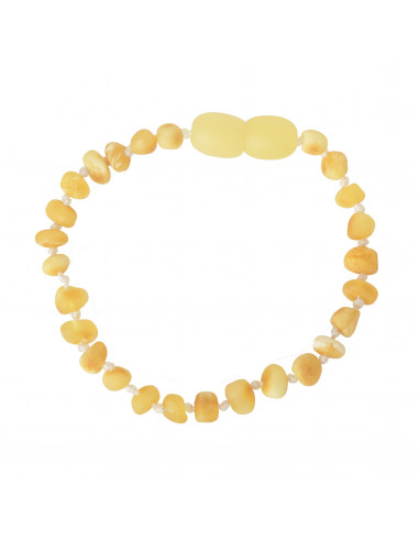 Raw Milky Baroque Baltic Amber Teething Bracelet-Anklet for Baby