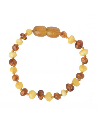 Milky & Cognac Polished Baroque Baltic Amber Teething Bracelet-Anklet for Baby