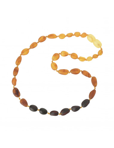 Rainbow Olive Raw  Amber Teething Necklace for Baby