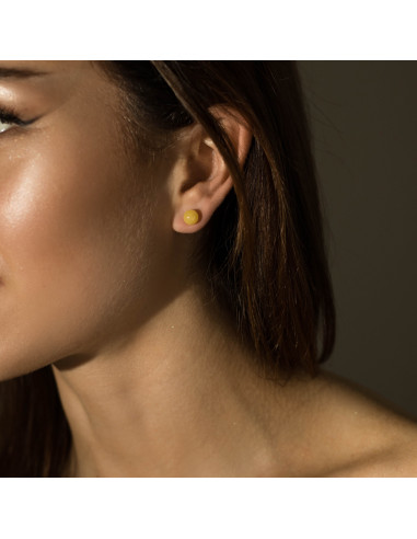 Milky Amber Stud Round Earrings