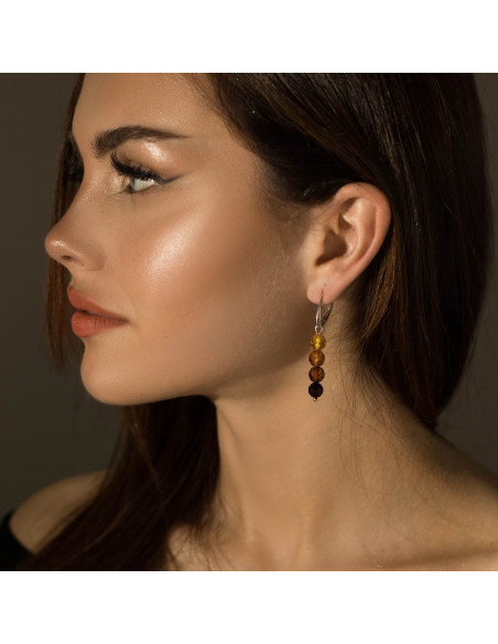 Multi Color Faceted Round Amber Earrings