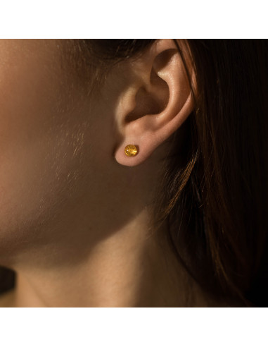 Lemon Amber Stud Earrings with 925 Sterling Silver