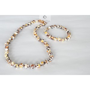 Mosaic Amber Bracelet and Necklace Set