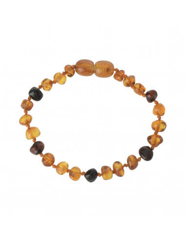 3 Cognac 1 Cherry Polished Baltic Amber Teething Bracelet-Anklet for Baby