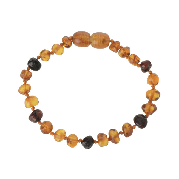 3 Cognac 1 Cherry Polished Baltic Amber Teething Bracelet-Anklet for Baby