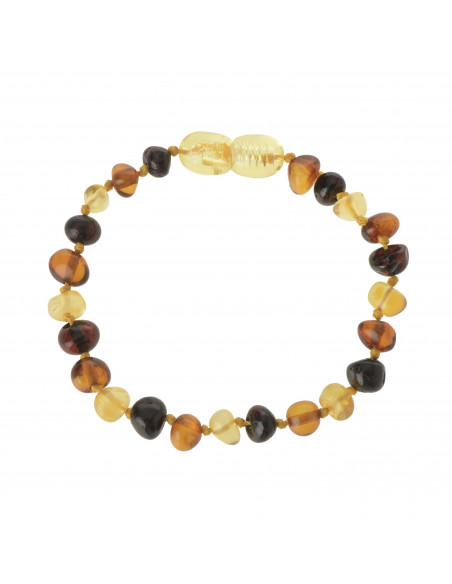 3 Color Multi Polished Baroque Amber Beads Baby Bracelet-Anklet