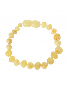 Milky Polished Baroque Baltic Amber Teething Bracelet-Anklet for Baby